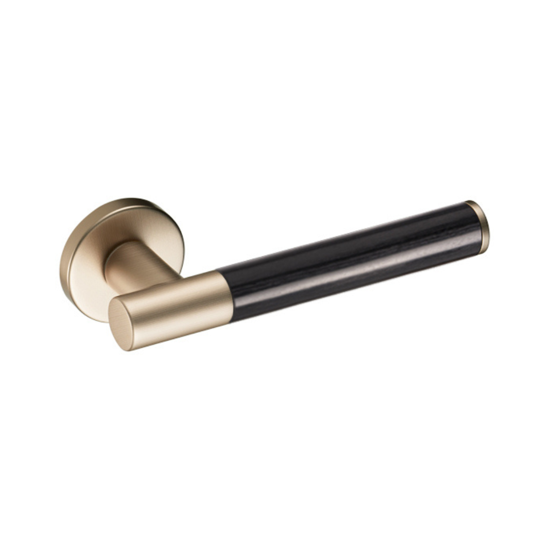 Kawajun - Solid Brass Door Leverset with J-Wood Grip JKC