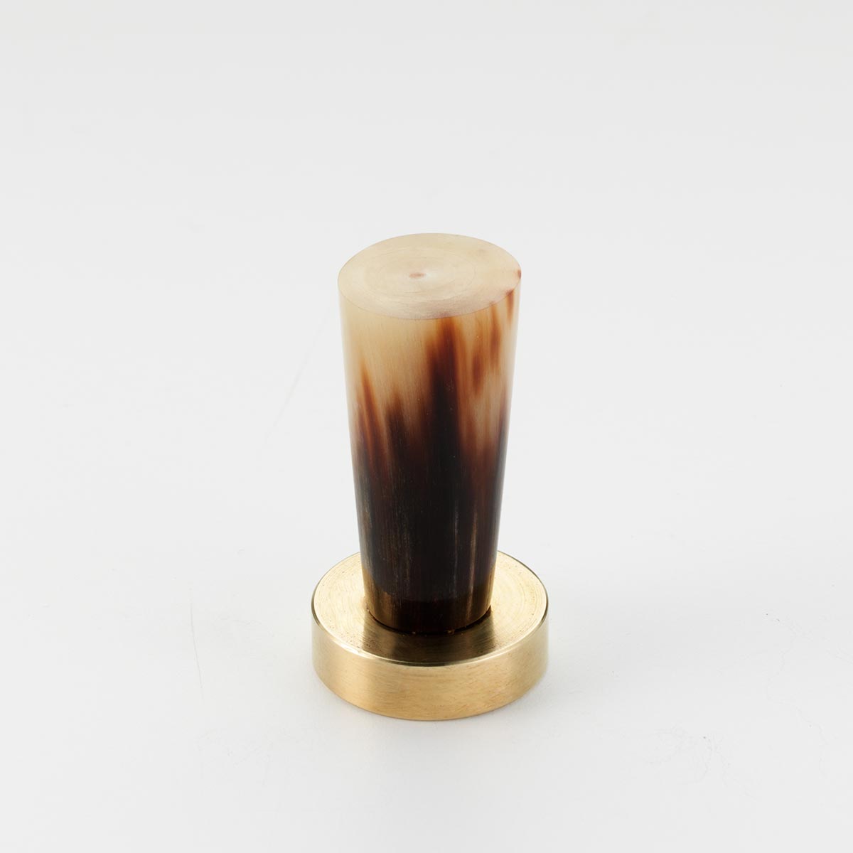 Polished Solid Brass & Brown Cattle Horn Cabinet Knob – H169