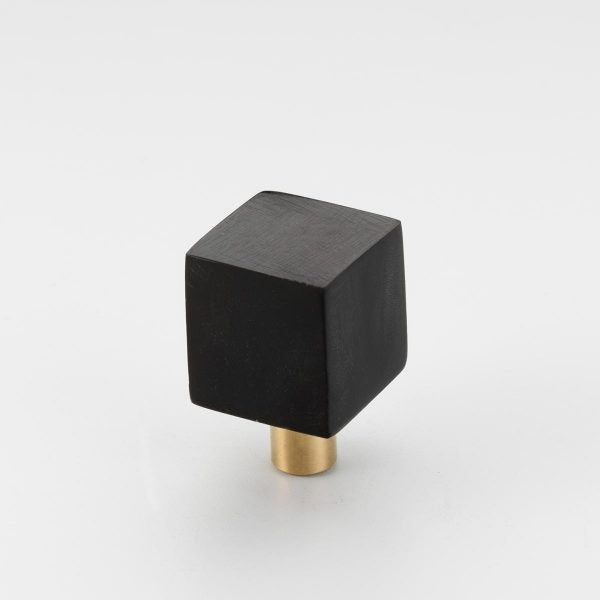 Polished Solid Brass & Black Cattle Horn Cabinet Knob – 182