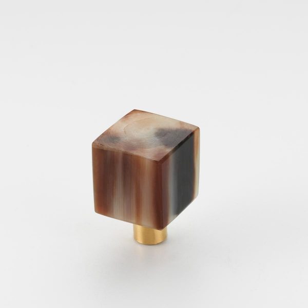 Polished Solid Brass & Brown Cattle Horn Cabinet Knob – 183