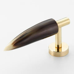 Polished Solid Brass & Brown Cattle Wall Hook – 190
