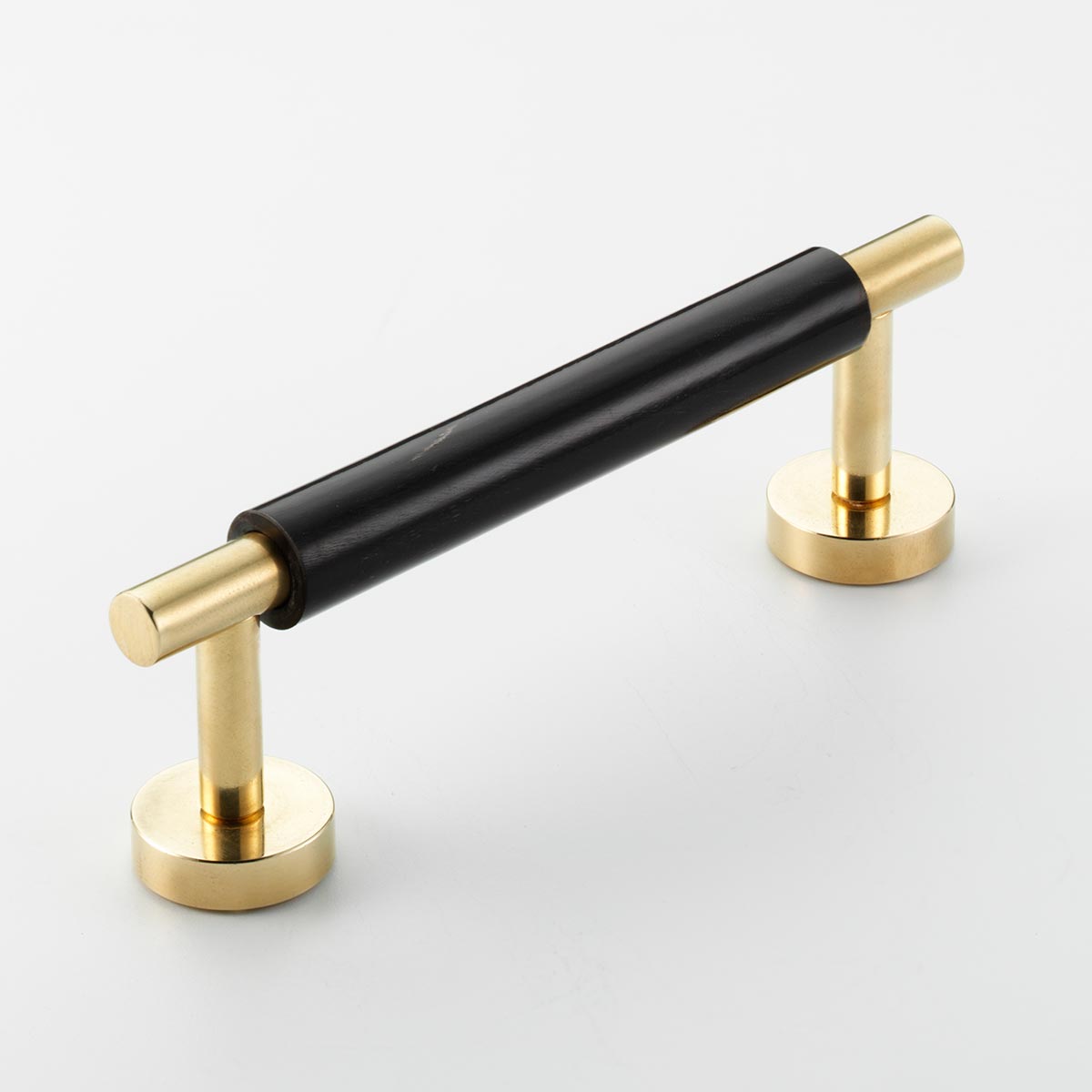Polished Solid Brass & Black Cattle Horn Cabinet Handle – 208