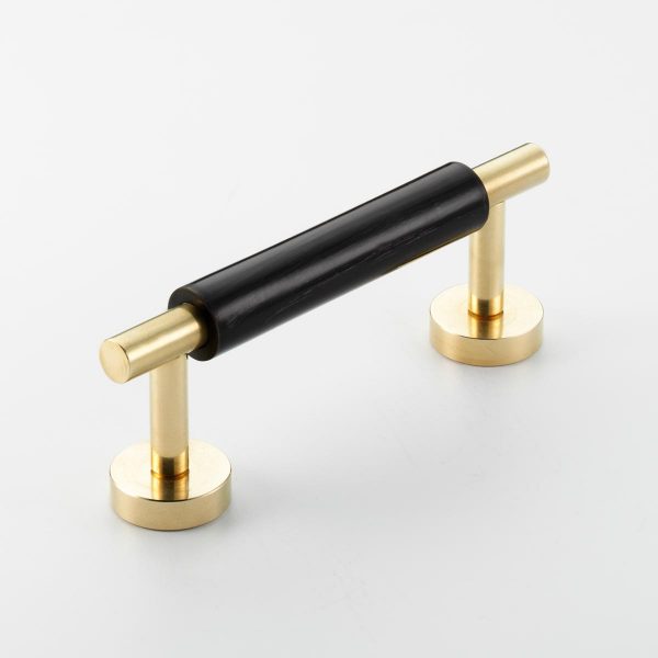 Polished Solid Brass & Black Cattle Horn Cabinet Handle – 209