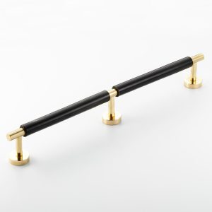 Polished Solid Brass & Black Cattle Horn Cabinet Handle – 214