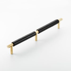 Polished Solid Brass & Black Cattle Horn Cabinet Handle – 216