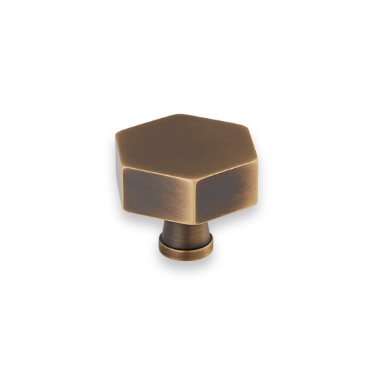 Crossways Solid Brass Hexagonal Cabinet Knob