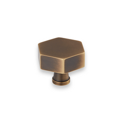 Crossways Solid Brass Hexagonal Cabinet Knob