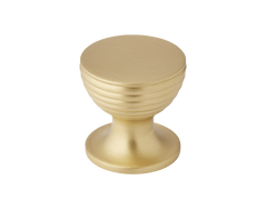 Aston Solid Brass Round Reeded Cabinet Knob