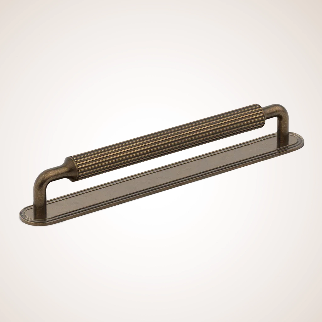 Barwick-Slim | Ridged Cabinet Handle with Backplate