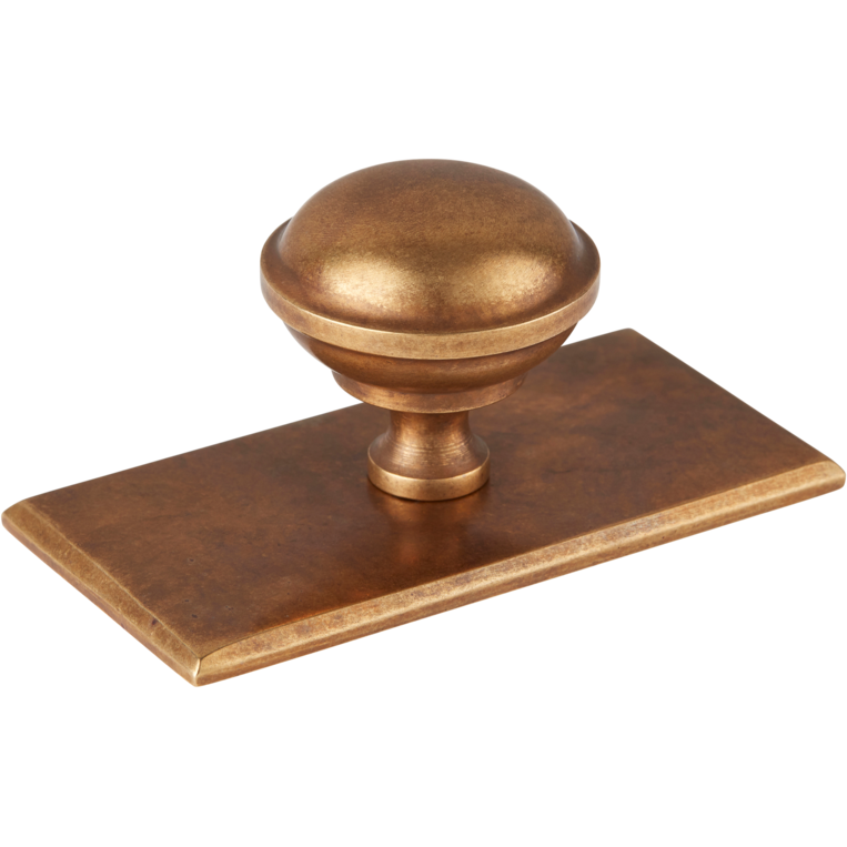 Queslett Solid Brass Knob - Rectangular Backplate