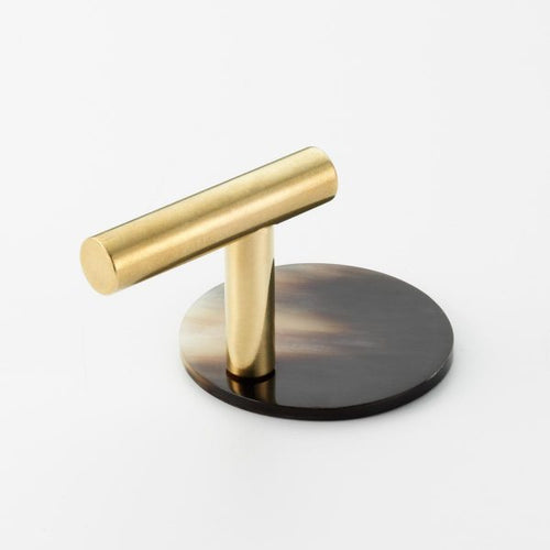 Solid Brass & Cattle Horn Cabinet Pull – H145
