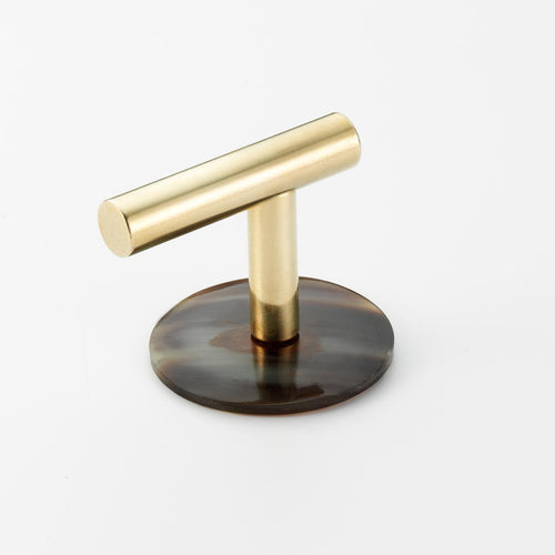 Polished Solid Brass & Brown Cattle Horn Cabinet Pull – 149