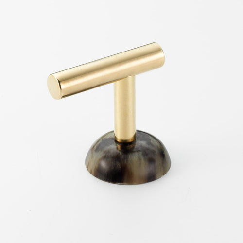 Polished Solid Brass & Brown Cattle Horn Cabinet Pull – 155