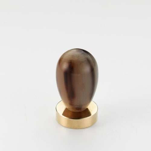 Polished Solid Brass & Brown Cattle Horn Cabinet Knob – H166