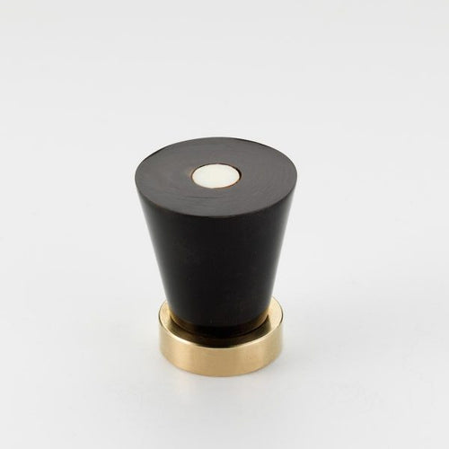 Polished Solid Brass & Black Cattle Horn with Cattle Bone Center Cattle Horn Cabinet Knob – 174