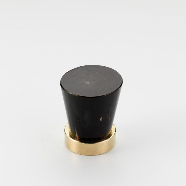 Polished Solid Brass & Black Cattle Horn Cabinet Knob – 175