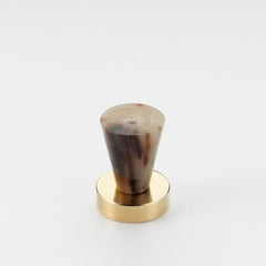 Polished Solid Brass & Brown Cattle Horn Cabinet Knob – 177