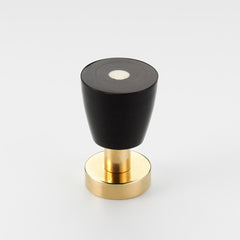 Polished Solid Brass & Black Cattle Horn with Cattle Bone Center Cattle Horn Cabinet Knob – 179