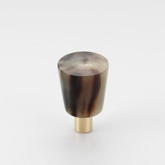 Polished Solid Brass & Brown Cattle Horn Cabinet Knob – H185