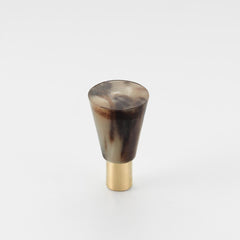 Polished Solid Brass & Brown Cattle Horn Cabinet Knob – H186
