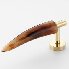 Polished Solid Brass & Brown Cattle Horn Tip Cabinet Pull – 189