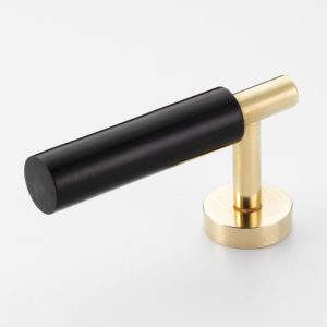 Polished Solid Brass & Black Cattle Horn Cabinet Pull  or Wall Hook – 192