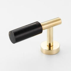Polished Solid Brass & Black Cattle Horn Cabinet Pull or Wall Hook – 193