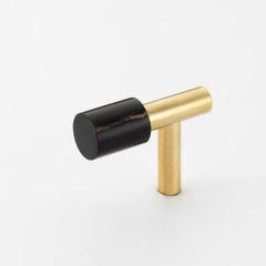 Polished Solid Brass & Black Cattle Horn Cabinet Pull or Wall Hook – 206