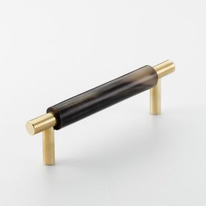 Solid Brass & Brown Cattle Horn Cabinet Handle – H213