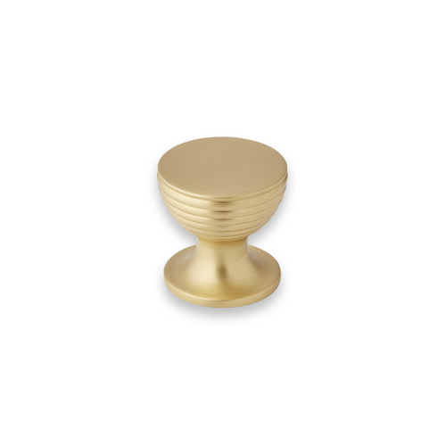 Aston Solid Brass Round Reeded Cabinet Knob