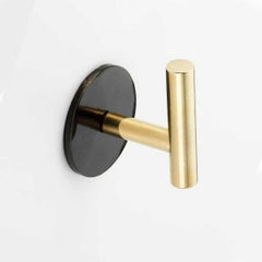 Polished Solid Brass & Black Cattle Horn Cabinet Pull or Wall Hook  – 148