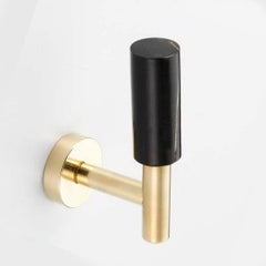 Polished Solid Brass & Black Cattle Horn Cabinet Pull or Wall Hook – 193