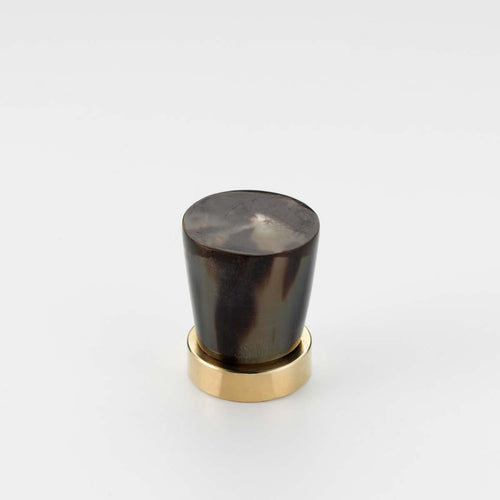 Polished Solid Brass & Brown Cattle Horn Cabinet Knob – 176