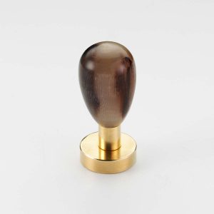 Polished Solid Brass & Brown Cattle Horn Cattle Knob or Wall Hook – 165